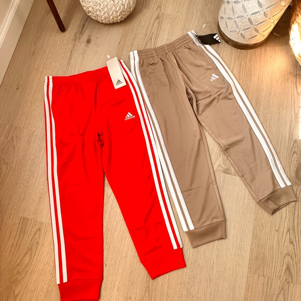 Adidas Kids Red and Brown Joggers
